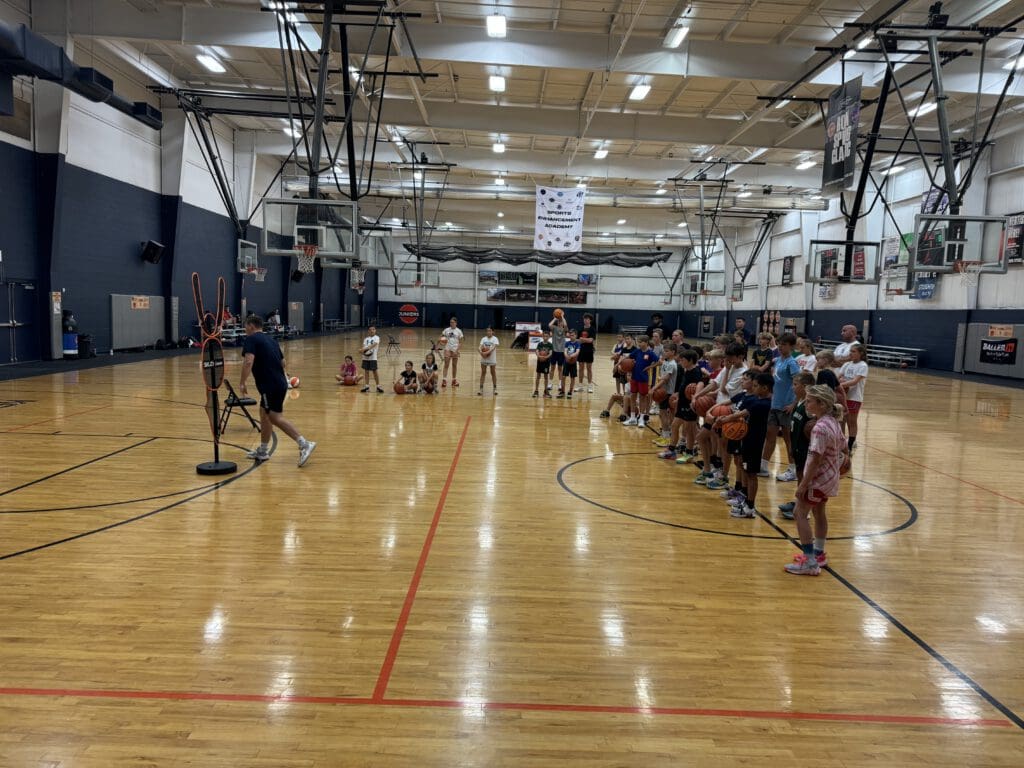 Players lined up on the court at an SEA camp